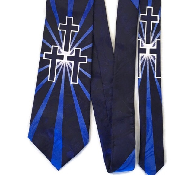 Steven Harris Other - Steven Harris Religious 3 Cross Blue Tie